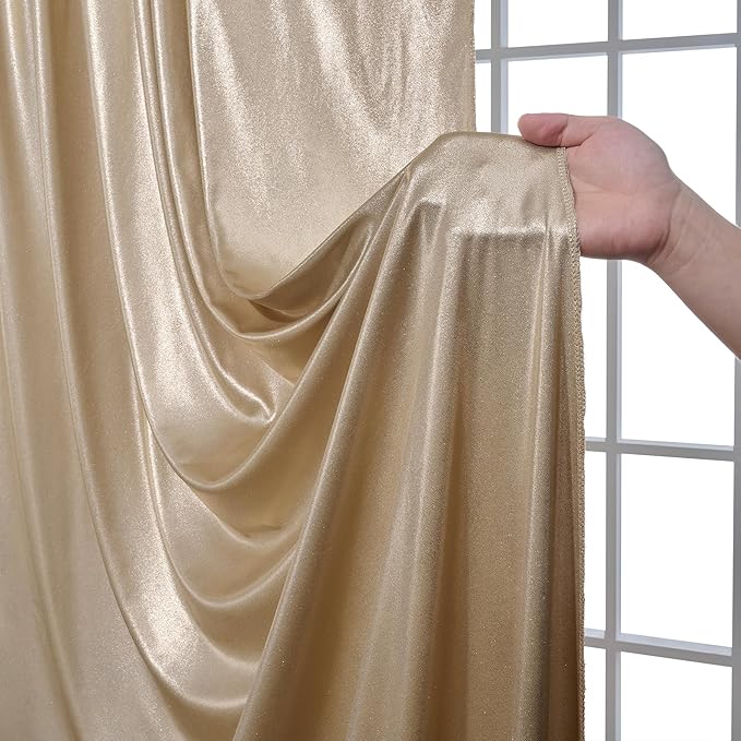 30x10 ft Wrinkle Free Champagne Sequin Backdrop Curtain for Parties,Thick Not Fall-Off Glitter Backdrop Drapes,6 Panels 5x10ft Shimmer Photo Back Drop Cloth for Wedding Birthday Photography Background