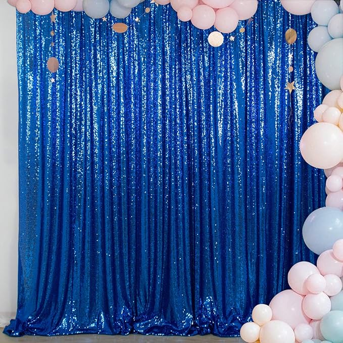 ShinyBeauty Royal Blue 8FTx8FT Sequin Photo Backdrop Sequin Backdrop Curtains Photography Backdrop Happy Birthday Backdrop for Party Chirismas Wedding Prom