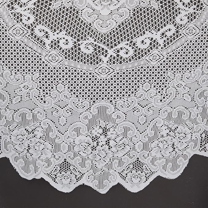 Juvale Round Lace Tablecloth - 59-Inch White Polyester - Scalloped Edge Circle Tablecloth with Floral Overlay & Vintage Decor for Wedding Receptions & Home