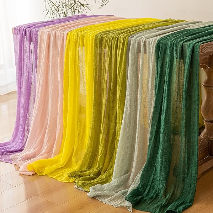 3pcs Emerald Green Cheesecloth Table Runner Gauze 120 Inch 10 FT Rustic Boho Cheese Cloth Runner for Wedding Baby Shower Bridal Shower Birthday Party Long Sheer Home Decorations
