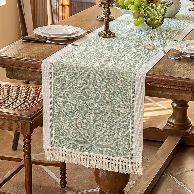 Table Runners 83 Inches,Waterproof Boho Table Runner with Tassel Fringe,Table Runner for Party Coffee Table