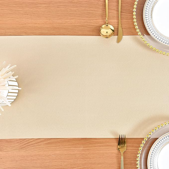 Farmhouse Beige Table Runner Dining Table Runners 60 Inches Long Coffee Table Runner for Dresser Living Room Bedroom Holiday Party Banquet 12X60 Inch