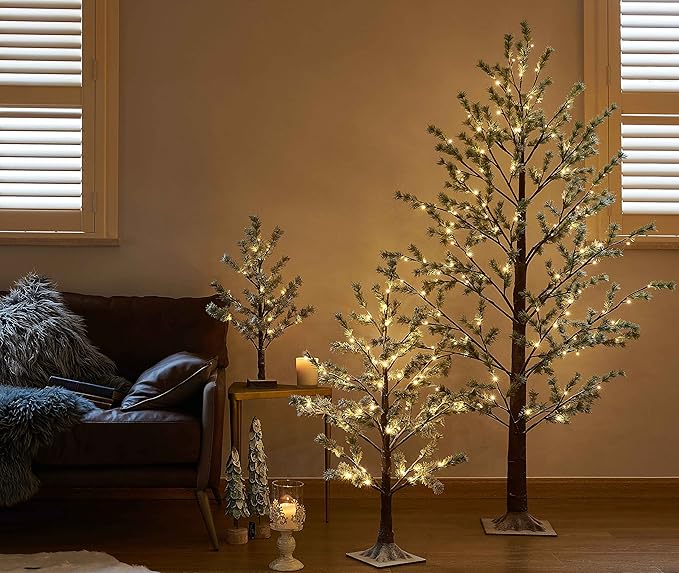 LITBLOOM Lighted Christmas Pine Tree 60 Fairy Lights Battery Operated or USB Plug in with Timer 18IN for Home and Holiday Decoration
