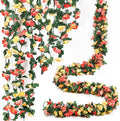 Miracliy 5Pcs 41FT Flower Garland Artificial Rose Arch Vines Fake Spring Floral Garland for Flower Wall Backdrop Wedding Mothers Day Garden Tea Party Decoration