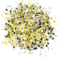 Black Gold Party Table Confetti - Wedding Anniversary Bachelorette Graduation Party Baby Shower Birthday Party Foil Metallic Sequins Sprinkles Confetti Decorations, 60g