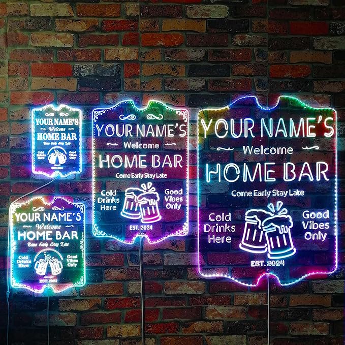 ADVPRO Personalized Your Name Home Bar RGB Dynamic Glam LED Sign - Cut-to-Edge Shape - Smart 3D Decoration - Multicolor Signage st06s64-fnd-p11b-tm-c