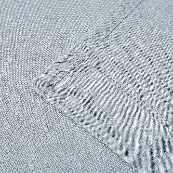 Vision Home Blue Fog Pinch Pleated Semi Sheer Curtains Textured Linen Blended Light Filtering Window Curtains 120 inch for Living Room Bedroom Pinch Pleat Drapes with Hooks 10ft 2 Panels 40" Wx120 L