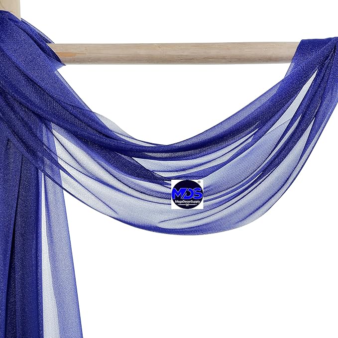 MDS Halloween Chiffon Draping Fabric - 2 Panel, 30" Wide x 50ft Long - Sheer Spooky Arbor & Canopy Drapery for Haunted House Backdrops, Party Ceilings, DIY Costumes & Themed Events - Royal Blue