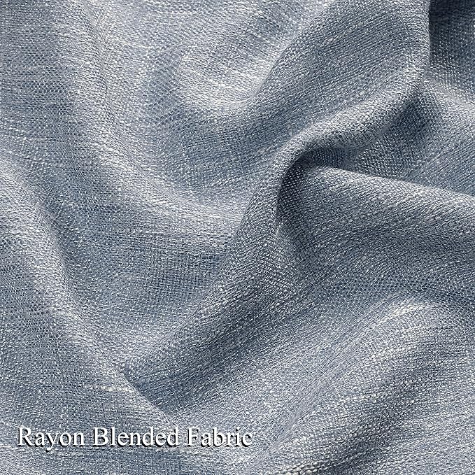 Vision Home Blue Pinch Pleated Semi Sheer Curtains Textured Light Filtering Window Curtains 84 inch for Living Room Bedroom Rayon Blended Chambray Blue Pinch Pleat Drapes with Hooks 2 Panels 40"Wx84"L