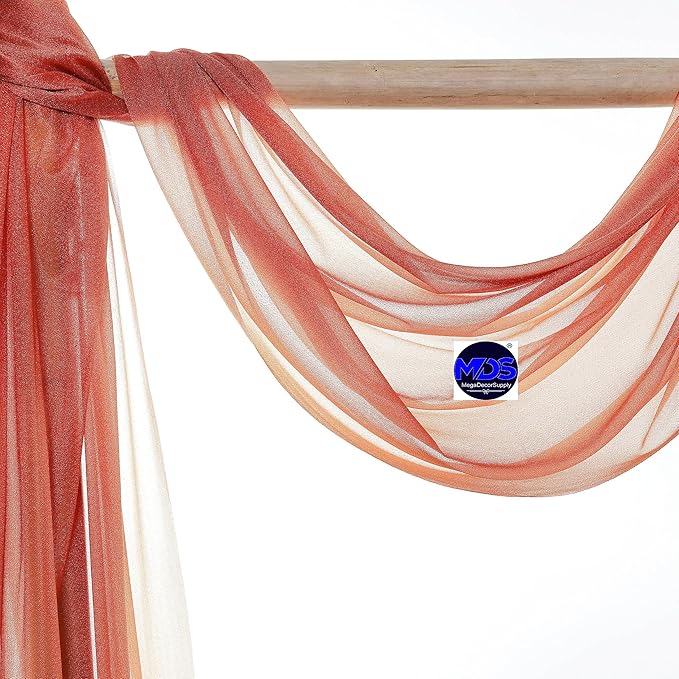 MDS Halloween Chiffon Draping Fabric - 1 Panel, 30" Wide x 30ft Long - Sheer Spooky Arbor & Canopy Drapery for Haunted House Backdrops, Party Ceilings, DIY Costumes & Themed Events - Terracotta