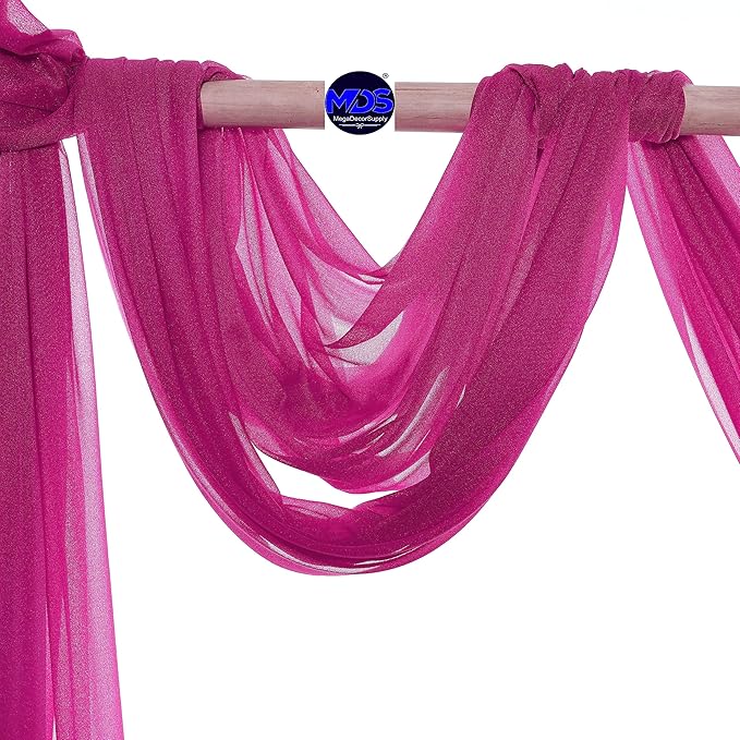 MDS Halloween Chiffon Draping Fabric - 2 Panel, 30" Wide x 40ft Long - Sheer Spooky Arbor & Canopy Drapery for Haunted House Backdrops, Party Ceilings, DIY Costumes & Themed Events - Magenta