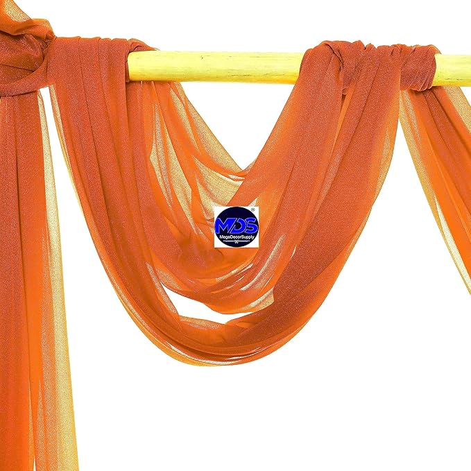 MDS Halloween Chiffon Draping Fabric - 2 Panel, 30" Wide x 75ft Long - Sheer Spooky Arbor & Canopy Drapery for Haunted House Backdrops, Party Ceilings, DIY Costumes & Themed Events - Orange