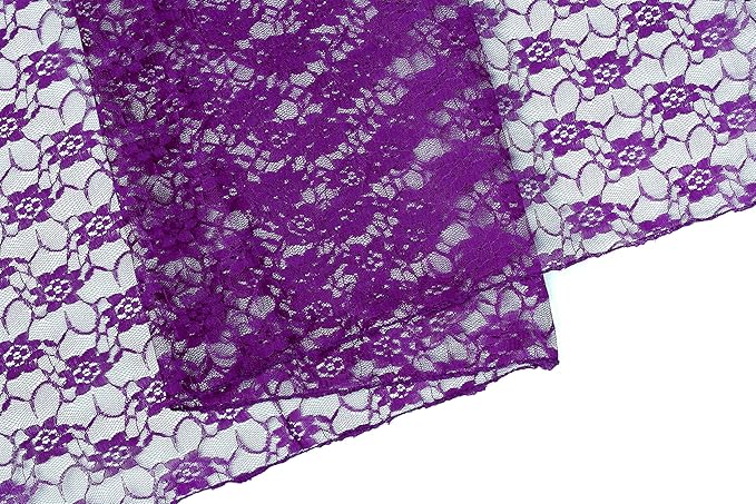 MDS Pack of 20 Wedding 12 x 108 inches Lace Table Runner for Wedding, Decorations for Birthday Parties, Banquets, Graduations, Engagements, and Runners fit Rectangle, Round Table- Cadbury Purple