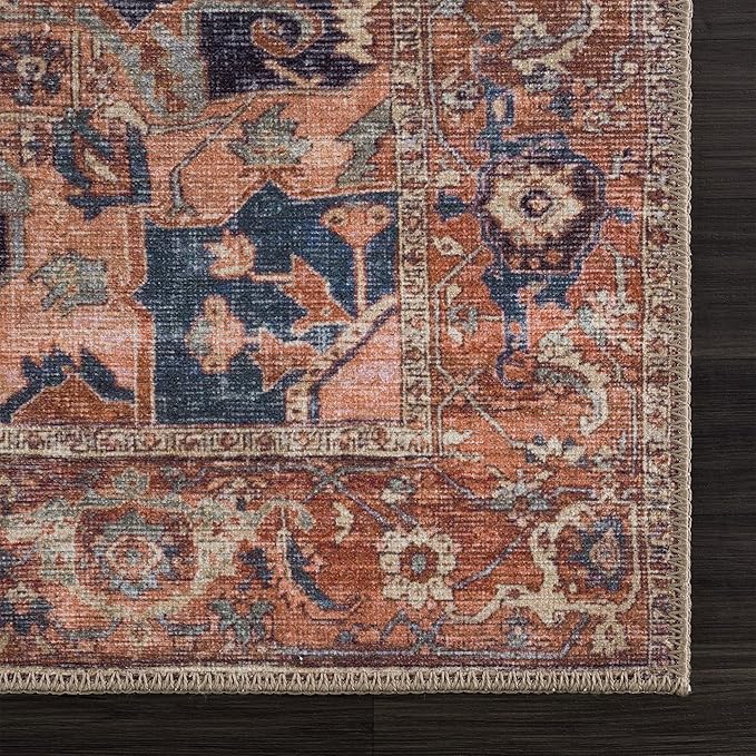 Bloom Rugs Washable 8' x 10' Rug - Beige/Terracotta Traditional Area Rug for Living Room, Bedroom, Dining Room, and Kitchen - Exact Size: 8' x 10'