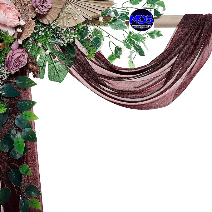 MDS Halloween Chiffon Draping Fabric - 1 Panel, 30" Wide x 50ft Long - Sheer Spooky Arbor & Canopy Drapery for Haunted House Backdrops, Party Ceilings, DIY Costumes & Themed Events - Burgundy