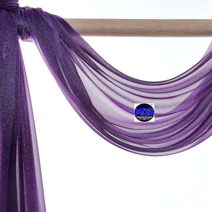 MDS Halloween Chiffon Draping Fabric - 2 Panel, 30" Wide x 100ft Long - Sheer Spooky Arbor & Canopy Drapery for Haunted House Backdrops, Party Ceilings, DIY Costumes & Themed Events - Cadbury Purple