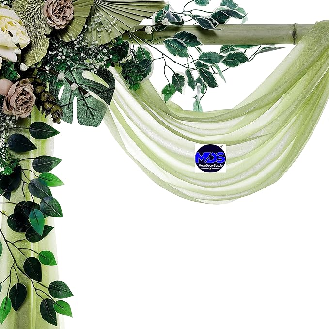 MDS Halloween Chiffon Draping Fabric - 2 Panel, 30" Wide x 75ft Long - Sheer Spooky Arbor & Canopy Drapery for Haunted House Backdrops, Party Ceilings, DIY Costumes & Themed Events - Sage Green
