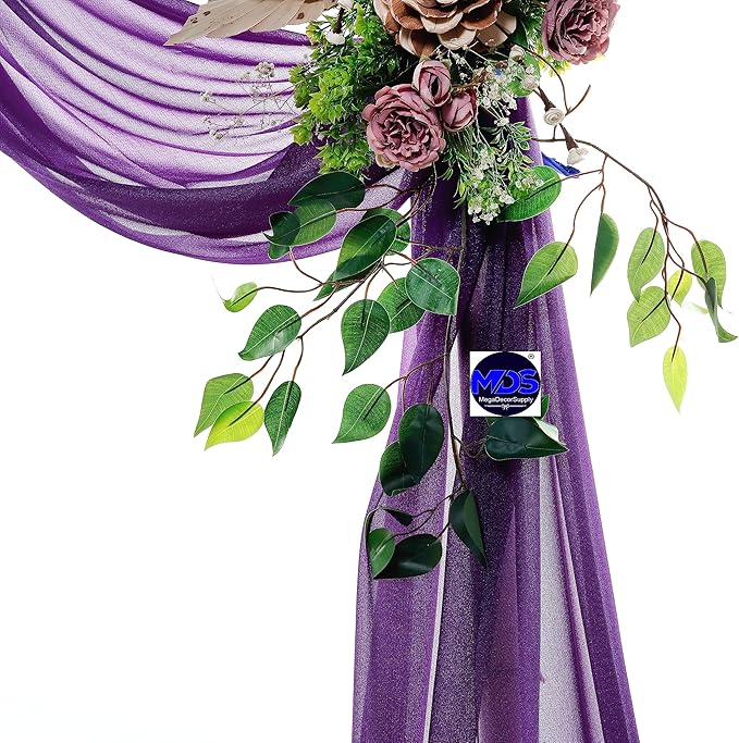 MDS Halloween Chiffon Draping Fabric - 1 Panel, 30" Wide x 20ft Long - Sheer Spooky Arbor & Canopy Drapery for Haunted House Backdrops, Party Ceilings, DIY Costumes & Themed Events - Cadbury Purple