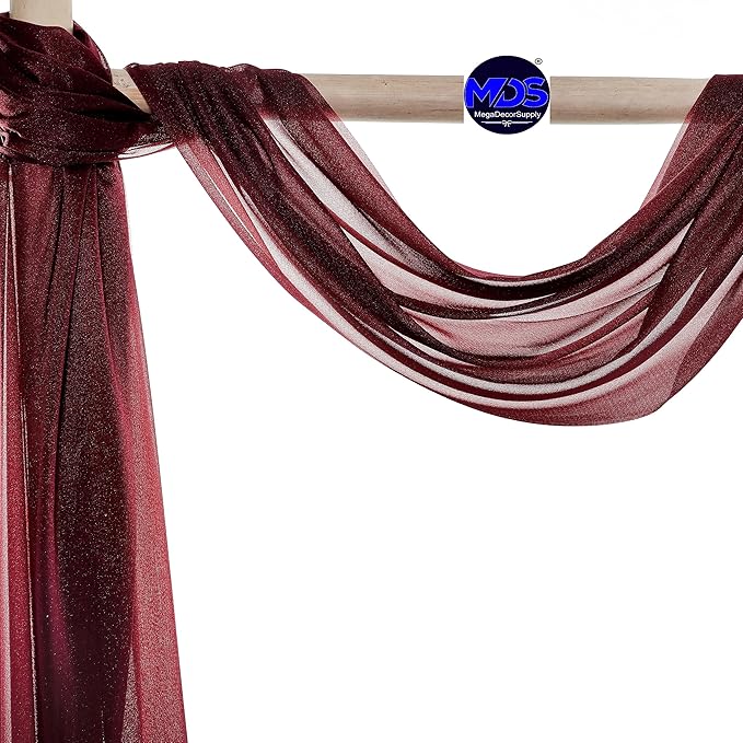 MDS Halloween Chiffon Draping Fabric - 1 Panel, 30" Wide x 40ft Long - Sheer Spooky Arbor & Canopy Drapery for Haunted House Backdrops, Party Ceilings, DIY Costumes & Themed Events - Burgundy