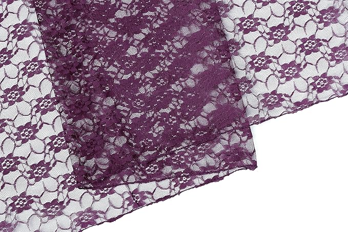 MDS Pack of 10 Wedding 12 x 108 inches Lace Table Runner for Wedding, Decorations for Birthday Parties, Banquets, Graduations, Engagements, and Runners fit Rectangle, Round Table- Plum