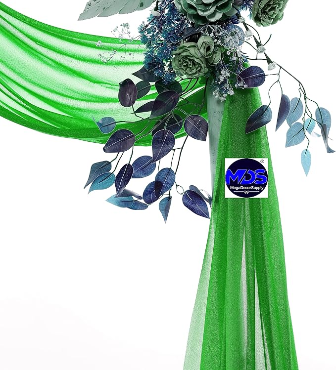 MDS Halloween Chiffon Draping Fabric - 1 Panel, 30" Wide x 75ft Long - Sheer Spooky Arbor & Canopy Drapery for Haunted House Backdrops, Party Ceilings, DIY Costumes & Themed Events - Green