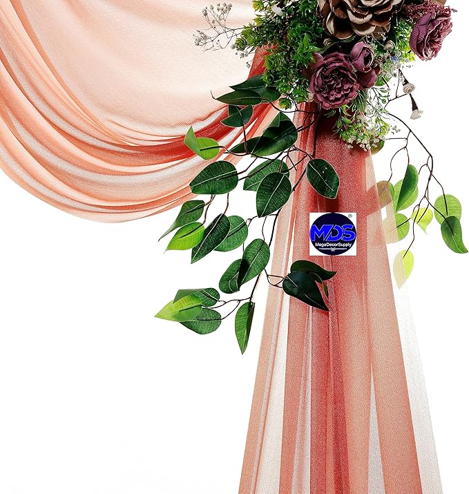 MDS Halloween Chiffon Draping Fabric - 1 Panel, 30" Wide x 100ft Long - Sheer Spooky Arbor & Canopy Drapery for Haunted House Backdrops, Party Ceilings, DIY Costumes & Themed Events - Terracotta
