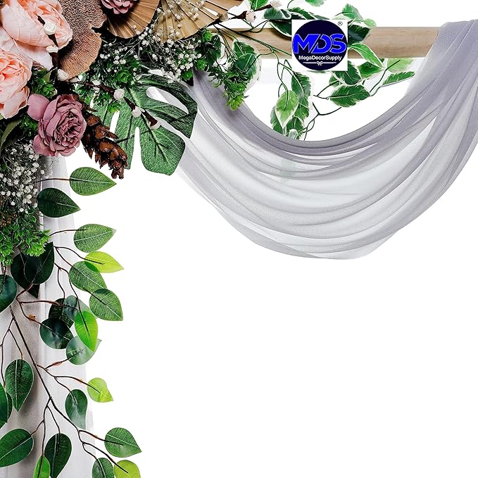 MDS Halloween Chiffon Draping Fabric - 2 Panel, 30" Wide x 20ft Long - Sheer Spooky Arbor & Canopy Drapery for Haunted House Backdrops, Party Ceilings, DIY Costumes & Themed Events - Cool Gray