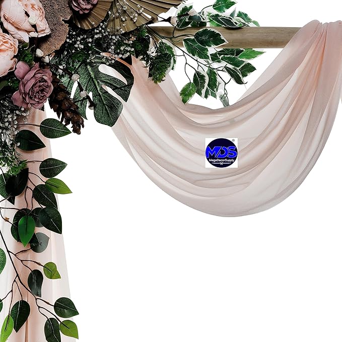 MDS Halloween Chiffon Draping Fabric - 2 Panel, 30" Wide x 50ft Long - Sheer Spooky Arbor & Canopy Drapery for Haunted House Backdrops, Party Ceilings, DIY Costumes & Themed Events - Nude