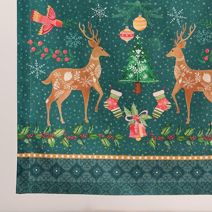 Maison d' Hermine Table Runner 100% Cotton Single Layer Table Runners 72 inches Long for Thanksgiving Christmas Decorations Home Kitchen Dining Party Wedding (Hygge Christmas, 14.5" x 72")