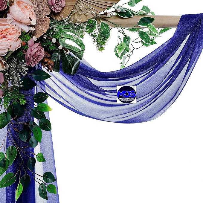 MDS Halloween Chiffon Draping Fabric - 1 Panel, 30" Wide x 50ft Long - Sheer Spooky Arbor & Canopy Drapery for Haunted House Backdrops, Party Ceilings, DIY Costumes & Themed Events - Royal Blue