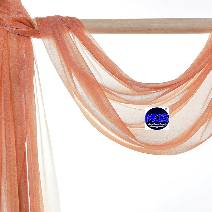 MDS Halloween Chiffon Draping Fabric - 2 Panel, 30" Wide x 75ft Long - Sheer Spooky Arbor & Canopy Drapery for Haunted House Backdrops, Party Ceilings, DIY Costumes & Themed Events - Coral Peach