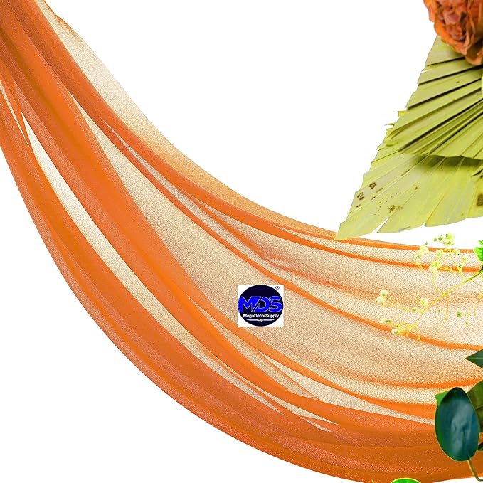 MDS Halloween Chiffon Draping Fabric - 1 Panel, 30" Wide x 100ft Long - Sheer Spooky Arbor & Canopy Drapery for Haunted House Backdrops, Party Ceilings, DIY Costumes & Themed Events - Orange