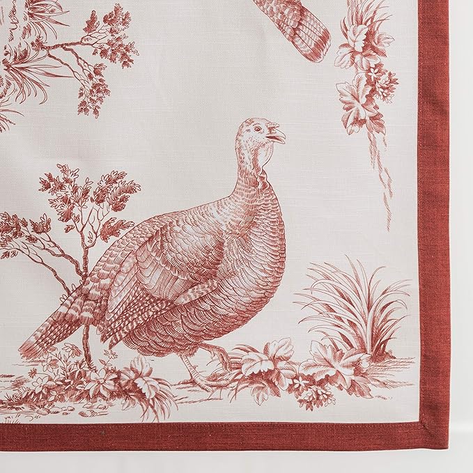 Maison d' Hermine Table Runner 100% Cotton Single Layer Table Runners 48 inches Long for Thanksgiving Christmas Decorations Home Kitchen Dining Party Wedding (Holy Jouy - Red, 14.5" x 48")