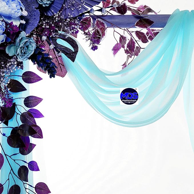 MDS Halloween Chiffon Draping Fabric - 2 Panel, 30" Wide x 100ft Long - Sheer Spooky Arbor & Canopy Drapery for Haunted House Backdrops, Party Ceilings, DIY Costumes & Themed Events - Teal