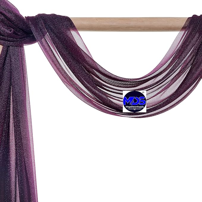 MDS Halloween Chiffon Draping Fabric - 1 Panel, 30" Wide x 50ft Long - Sheer Spooky Arbor & Canopy Drapery for Haunted House Backdrops, Party Ceilings, DIY Costumes & Themed Events - Eggplant