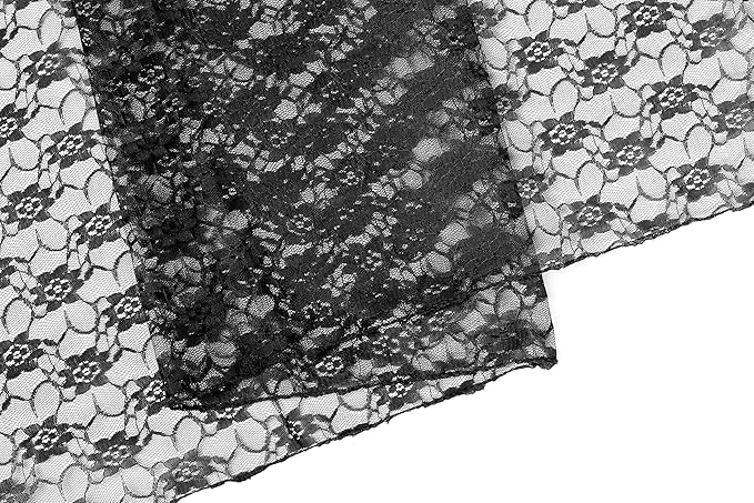 MDS Pack of 25 Wedding 12 x 108 inches Lace Table Runner for Wedding, Decorations for Birthday Parties, Banquets, Graduations, Engagements, and Runners fit Rectangle, Round Table- Black