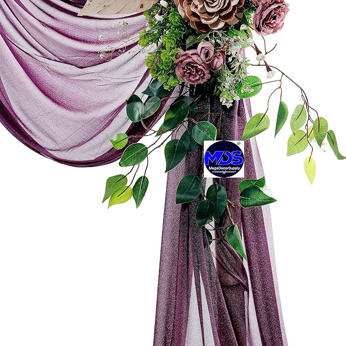 MDS Halloween Chiffon Draping Fabric - 1 Panel, 30" Wide x 50ft Long - Sheer Spooky Arbor & Canopy Drapery for Haunted House Backdrops, Party Ceilings, DIY Costumes & Themed Events - Eggplant
