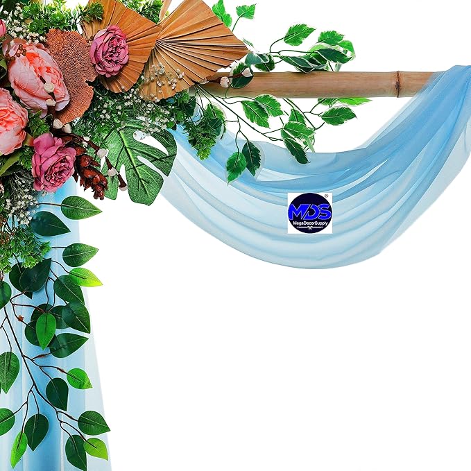 MDS Halloween Chiffon Draping Fabric - 2 Panel, 30" Wide x 100ft Long - Sheer Spooky Arbor & Canopy Drapery for Haunted House Backdrops, Party Ceilings, DIY Costumes & Themed Events - Turquoise