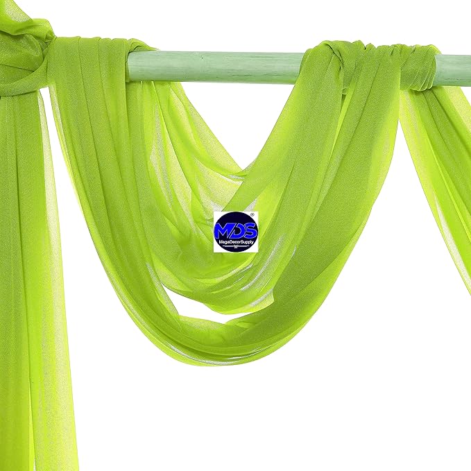 MDS Halloween Chiffon Draping Fabric - 1 Panel, 30" Wide x 100ft Long - Sheer Spooky Arbor & Canopy Drapery for Haunted House Backdrops, Party Ceilings, DIY Costumes & Themed Events - Parrot Green