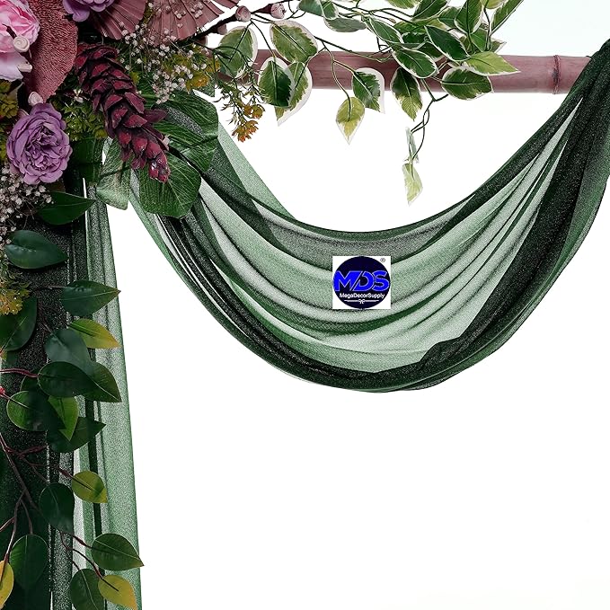 MDS Halloween Chiffon Draping Fabric - 1 Panel, 30" Wide x 20ft Long - Sheer Spooky Arbor & Canopy Drapery for Haunted House Backdrops, Party Ceilings, DIY Costumes & Themed Events - Hunter Green