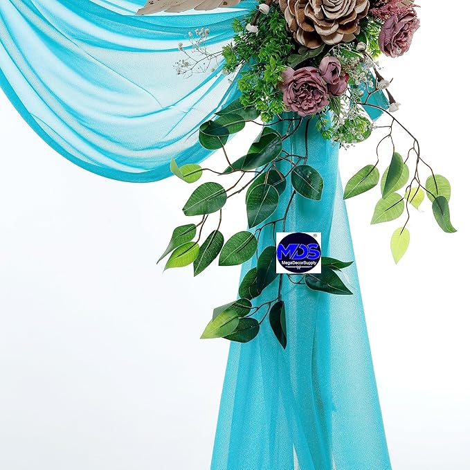 MDS Halloween Chiffon Draping Fabric - 1 Panel, 30" Wide x 30ft Long - Sheer Spooky Arbor & Canopy Drapery for Haunted House Backdrops, Party Ceilings, DIY Costumes & Themed Events - Peacock Blue
