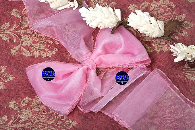 MDS Pack of 125 PCS Organza Chair Sashes Wider Dining Chair Bows Ribbon Tie Back for Wedding Party Birthday Bridal Shower Reception Event Banquet Home Chair Cover Decoration - Blush Pink
