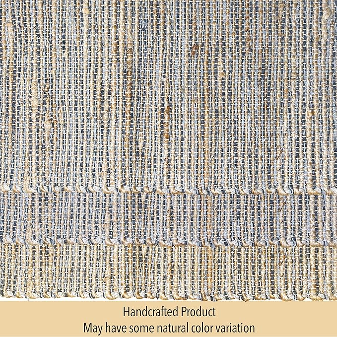 Chardin home Natural Jute Table Runner 13x72 Inch – Vintage Boho Rustic Table Decor – Handwoven Table Runner in Natural Jute and Grey – Farmhouse Dining or Console Table Accent