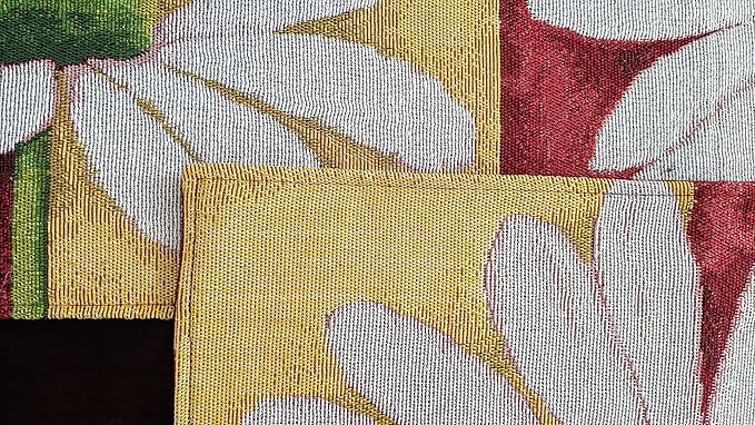 Tache Home Fashion DB9046TR-13X48 Colorful Red & Yellow Daisy Flower Loves Me Not Tapestry Table Runner 48 Inch