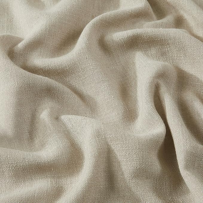 Vision Home Sand Pinch Pleated Semi Sheer Curtains Textured Linen Blended Light Filtering Window Curtains 120 inch for Living Room Bedroom Patio Pinch Pleat Drapes with Hooks 10FT 60" Wx120 Lx1