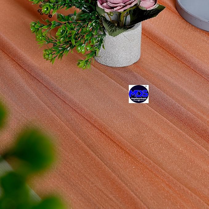 MDS 2 Pack 10ft Chiffon Table Runner 29 x 120 Inches Sheer Wedding Runner Romantic Rustic Table Runner for Wedding Decorations, Birthday Parties, Bridal Shower Party Arch Decor - Coral Peach