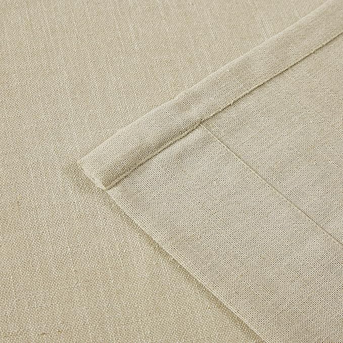 Vision Home Sand Pinch Pleated Semi Sheer Curtains Textured Linen Blended Light Filtering Window Curtains 95 inch for Living Room Bedroom Patio Pinch Pleat Drapes with Hooks 1 Panel 60" Wx95 L