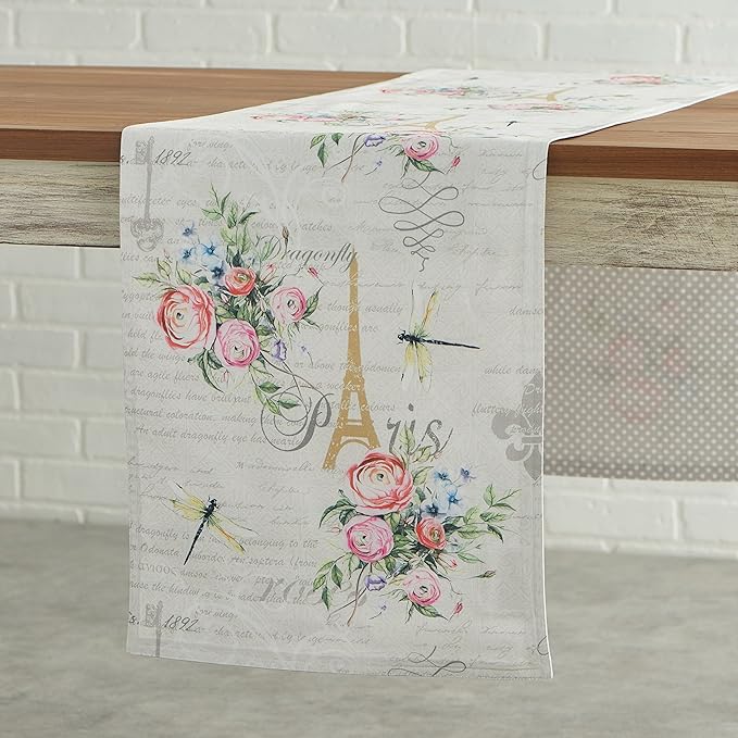 Maison d' Hermine Table Runner 100% Cotton Double Layer Table Runners 108 inches Long Decorative for Home Kitchen Dining Party Wedding Bridal Shower Spring Summer (Champ De Mars, 14.50" x 108")