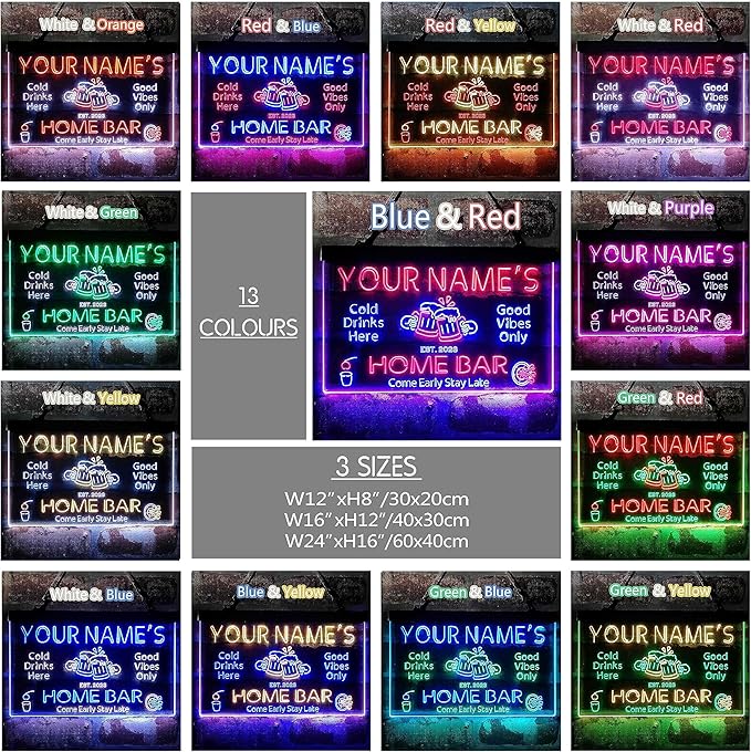 ADVPRO Personalized Your Name Custom Home Bar Beer Established Year Dual Color LED Neon Sign White & Red 24 x 16 Inches st6s64-p1-tm-wr