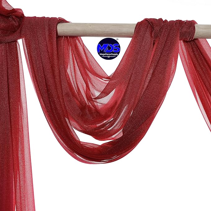 MDS Halloween Chiffon Draping Fabric - 1 Panel, 30" Wide x 100ft Long - Sheer Spooky Arbor & Canopy Drapery for Haunted House Backdrops, Party Ceilings, DIY Costumes & Themed Events - Apple Red